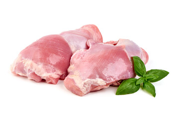 Raw Turkey Breasts fillet steaks, isolated on a white background.