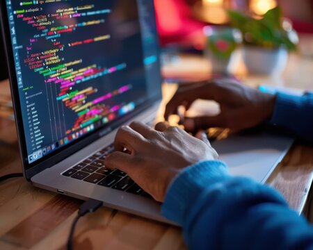 15. A tech-savvy person coding on a computer, representing the acquisition and application of knowledge in technology