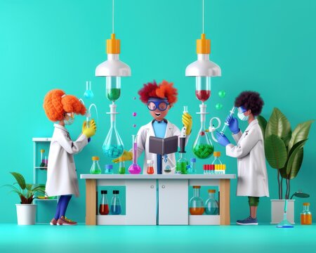 7. A scientist presenting research findings to colleagues in a modern laboratory, highlighting the importance of knowledge dissemination in science