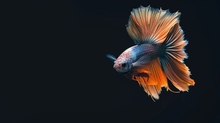 Fototapeta premium Colorful fighting fish. Siamese fighting fish moves isolated on black background.