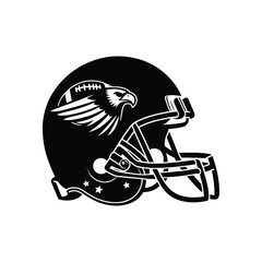 Stylized Black and White Football Helmet Icon - Perfect for Sports Branding, Logo Design, and Athletic Illustrations
