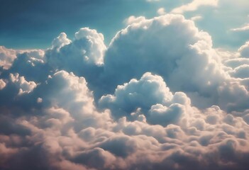 AI generated illustration of a beautiful view of fluffy clouds against a clear blue sky.