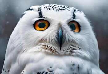 Naklejka premium AI generated illustration of a snowy owl with striking yellow eyes and white feathers