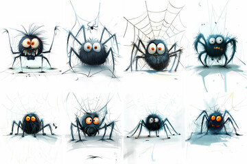 Cartoon black spider painted cute for Halloween