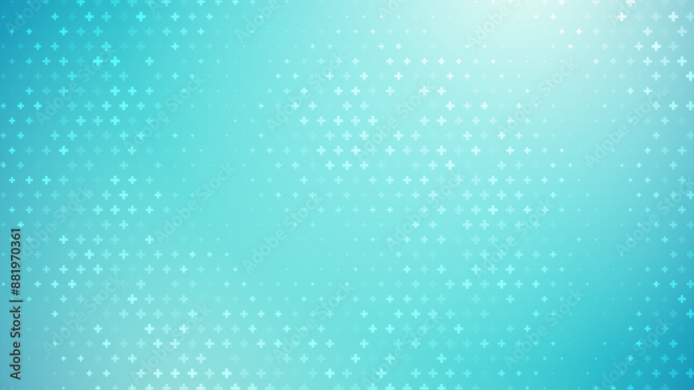 Poster Healthcare Medical Plus Pattern. Blue Mathematical Plus Symbols Pattern. Math Design Elements Background. Medical Tech Background. Vector Illustration.