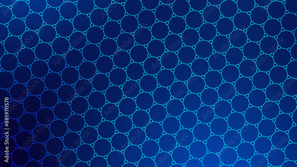 Aufkleber Hexagonal Abstract Technology Background. Hexagons Pattern Nanomaterial Structure. Hi-tech Cyber Hexagon Sci-Fi Game Banner Grid. Vector Illustration