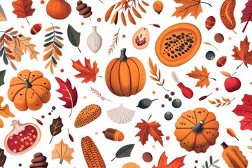 A serene top-down view of a picturesque autumn scene with vibrant fall foliage, American symbols, and a prominent 'Thanksgiving Day' display. Perfect for the holiday season.