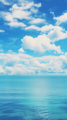 digital vintage style blue sky and ocean graphics poster mobile phone background