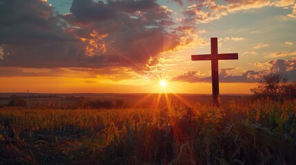 Silhouette of Cross in the Sunset