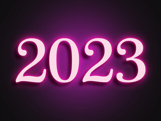 Pink glowing Neon light text effect of number 2023.
