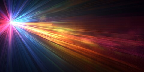 COLORFUL LIGHT RAYS ON BLACK BACKGROUND, ABSTRACT MOTION DESIGN, DIGITAL SPEED EFFECTS BACKDROP