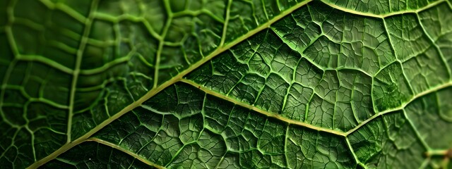 Fototapeta premium Emerald Veins Macro Leaf Texture