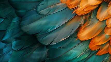 Obraz premium Turquoise green and blue trend chicken feather texture background