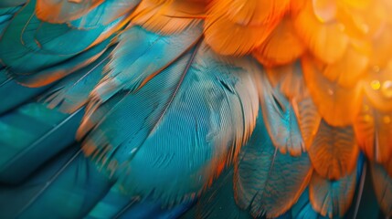 Turquoise green and blue trend chicken feather texture background