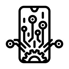 mobile technology business process line icon vector. mobile technology business process sign. isolated contour symbol black illustration