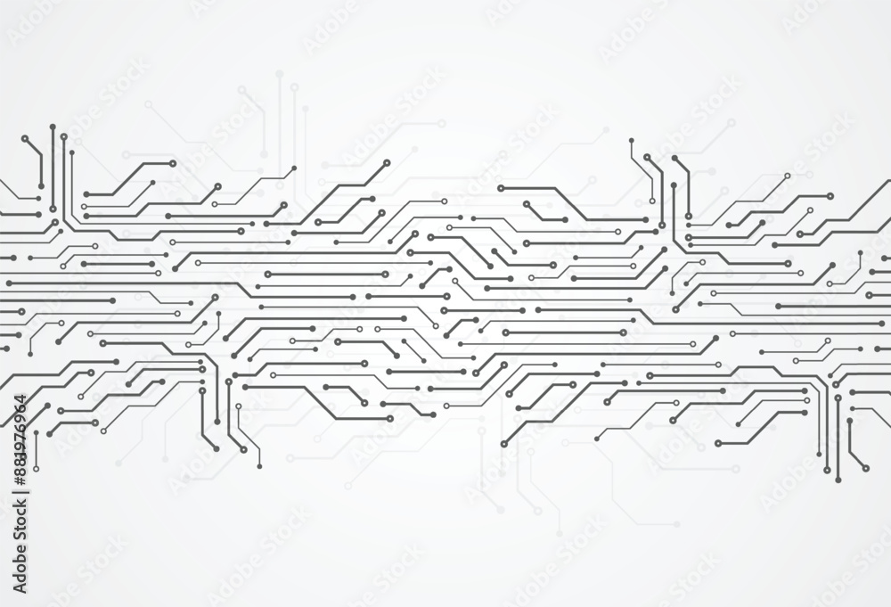 Fototapete Abstract digital background with technology circuit board texture. Electronic motherboard illustration. Communication and engineering concept. Vector illustration