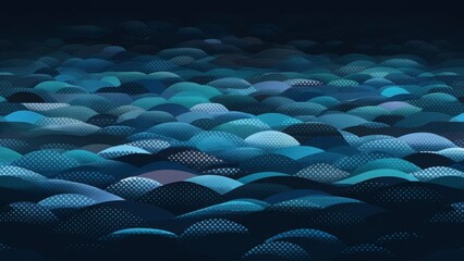 Obraz premium halftone background design, featuring a sea of overlapping circles in various shades of blue 