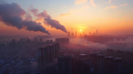 Fototapeta premium Raise awareness about air quality with a scene showing clean air over a city
