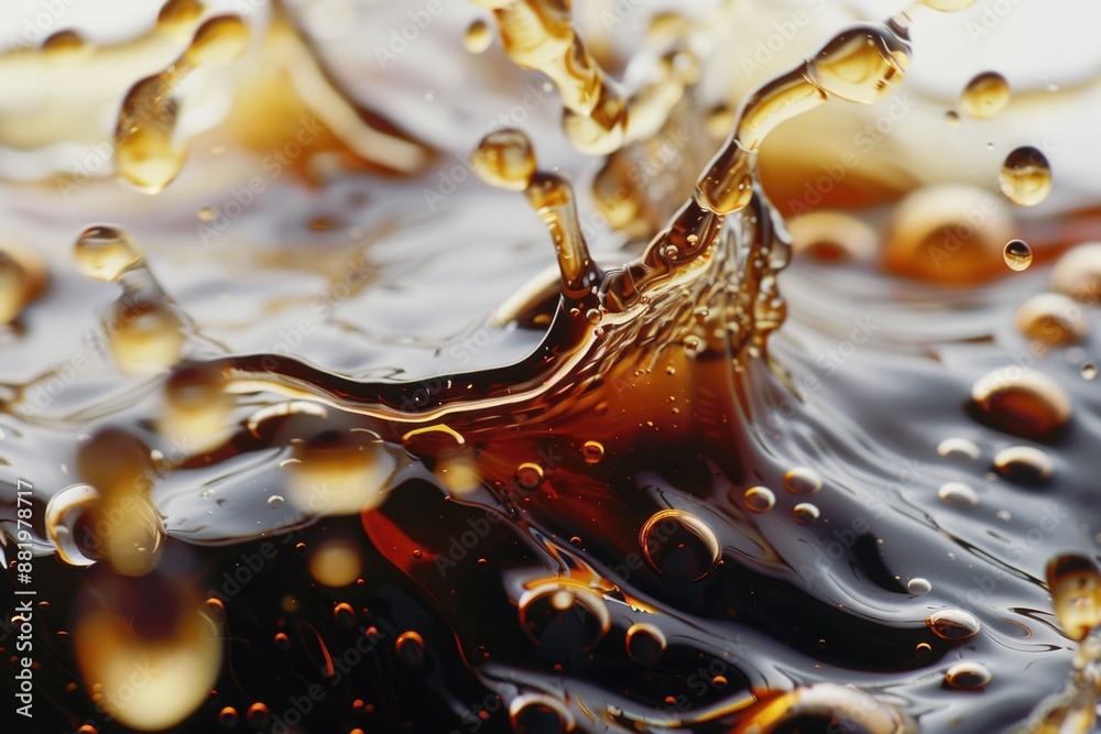 Poster A close-up shot of a splash of liquid on a surface, ideal for use in designs and illustrations where a sense of movement and fluidity is desired