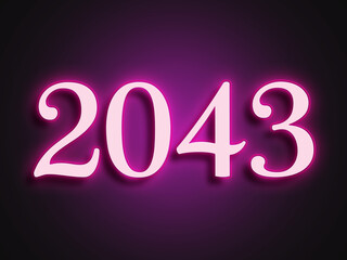 Pink glowing Neon light text effect of number 2043.
