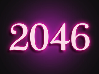 Pink glowing Neon light text effect of number 2046.