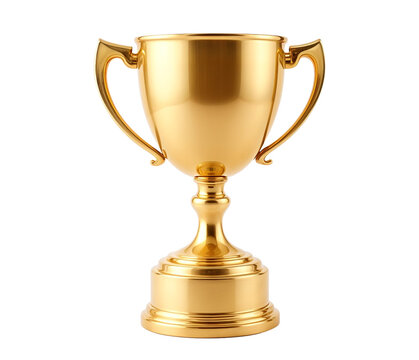 A gleaming gold trophy cup, perfect for awarding winners in competitions, sports events, and achievement ceremonies.