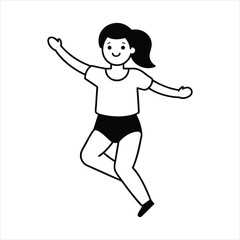 girl a in jumping shirt vector line art
