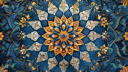 Elegant Islamic Ornament Design Element for Greeting Card - AI Generated Intricate Patterns and Decorative Art