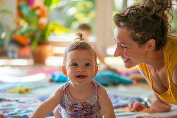 Obraz premium A Mother's Loving Glance Towards Her Baby