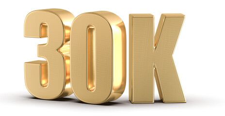 30k Followers Gold Number 3D Render