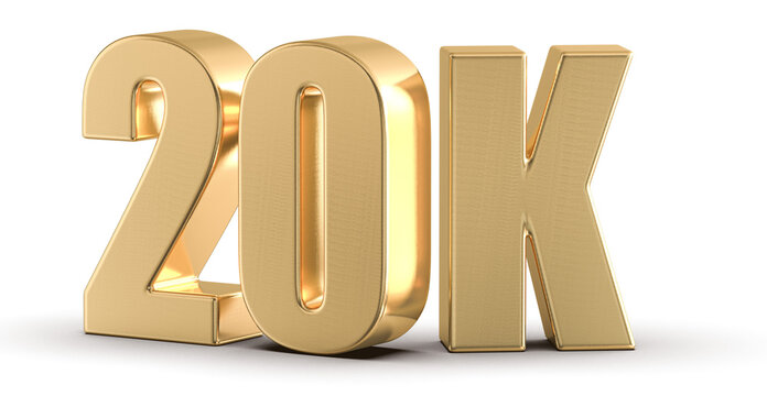 20k Followers Gold Number 3D Render