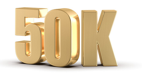 50k Followers Gold Number 3D Render