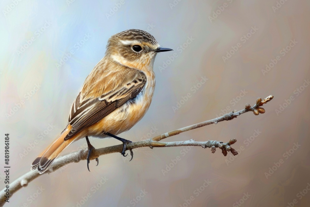 Aufkleber a small bird sitting on a branch of a tree