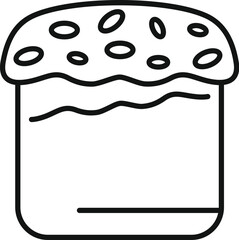Line drawing of a traditional easter cake with icing and sprinkles, symbolizing springtime celebrations and religious festivities