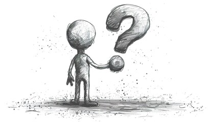 Stick figure with a question mark - dilemma and FAQ concept - additional information formular with copy space