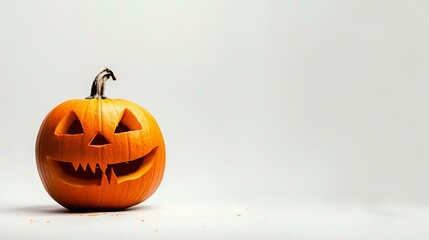 Pumpkin's Eerie Grin: A Lit Jack-O'-Lantern's Creepy Halloween Charm