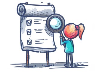 Stick figure looking at his plan for the day, workload noted on a checklist