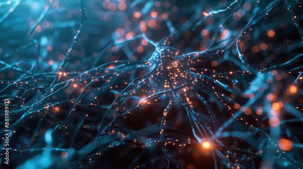 Poster a microscopic image of a group of neurons