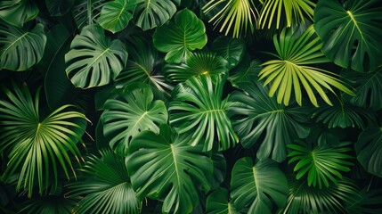 Tropical leaf texture photography large palm leaves nature green background