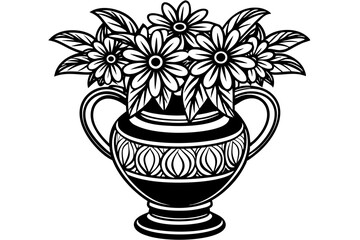 black and white coloring book drawing  with flowers landscape sketch illustration vector