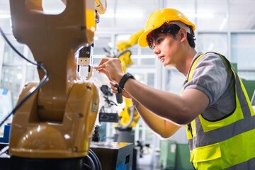Professional and smart engineer is using his technical hard skill to fix, repair or maintenance...