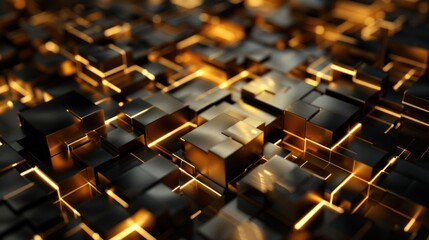 Obraz premium Golden Cubes Abstract Background