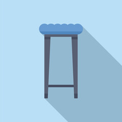 Blue padded bar stool standing on a blue background, simple yet stylish furniture for a modern home bar