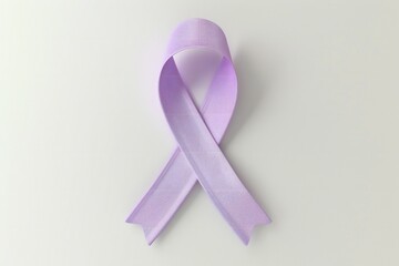 Stylish 3d render style cancer awareness ribbon in lavender color, on white background Generative Ai