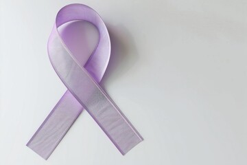 Stylish 3d render style cancer awareness ribbon in lavender color, on white background Generative Ai