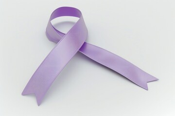 Stylish 3d render style cancer awareness ribbon in lavender color, on white background Generative Ai