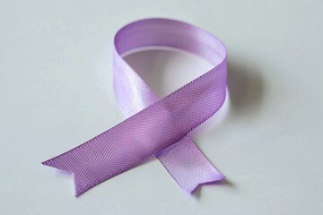 Stylish 3d render style cancer awareness ribbon in lavender color, on white background Generative Ai