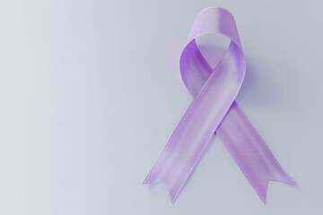 Stylish 3d render style cancer awareness ribbon in lavender color, on white background Generative Ai
