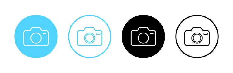 Set of camera icon. Photo camera in flat style. Camera icon, Photo camera symbol, snapshot icon in filled, thin line, outline and stroke.