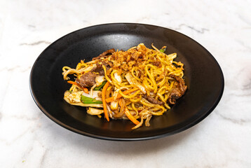 Udon Street Food, Chinese Fried Noodles, Beef Spaghetti with Vegetables, Asian Pasta, Korean Udon